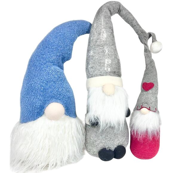 Festive Christmas Gonks Gnome Bean Bag Bottom Set of 3 Felt Christmas Santa Elf - Picture 1 of 11